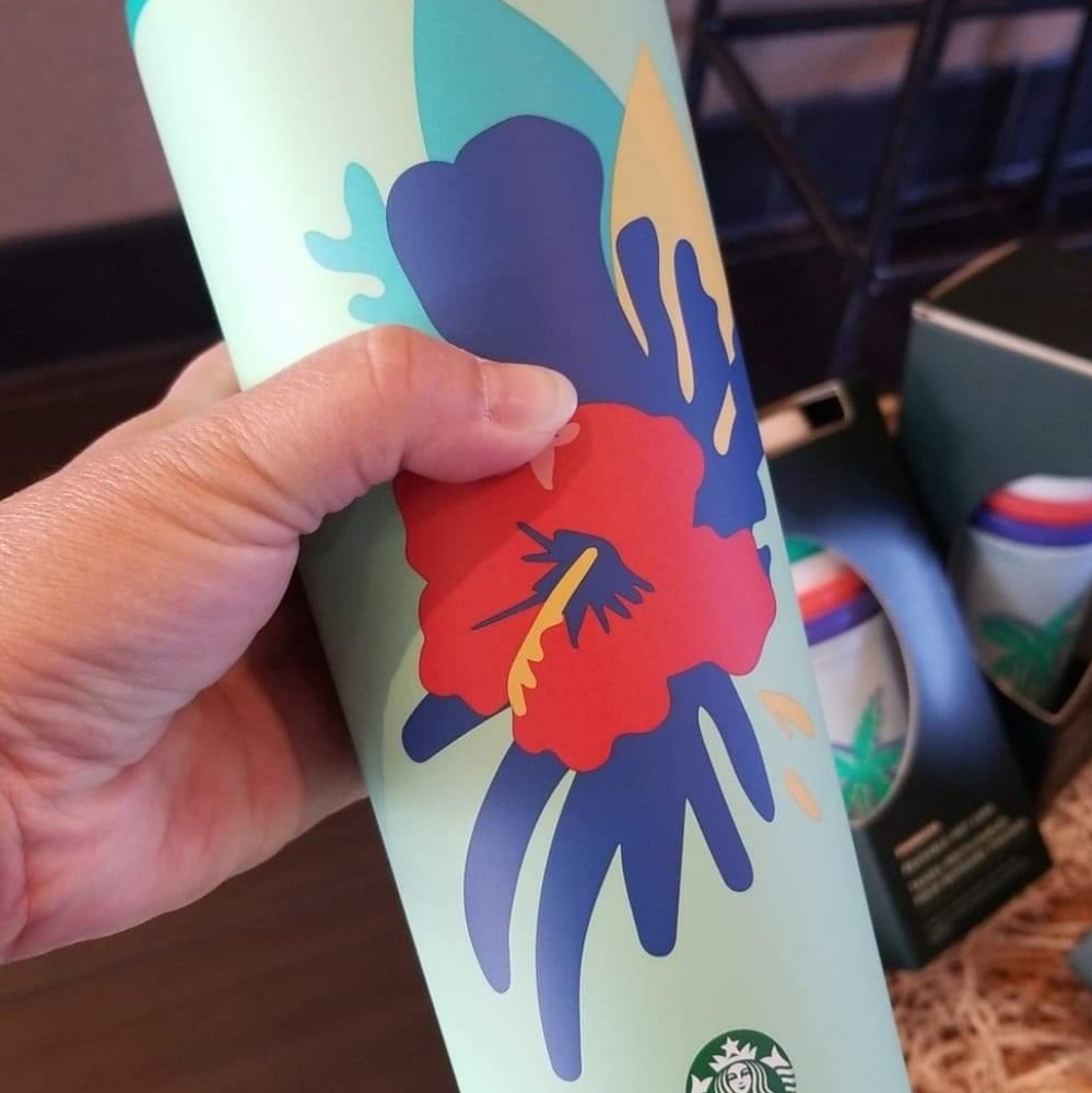 Starbucks teal hibiscus steel tumbler